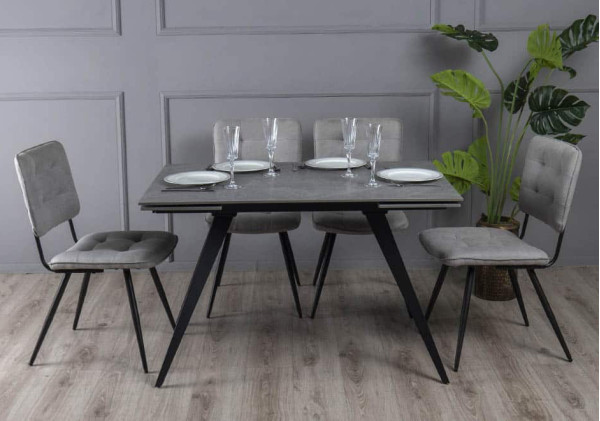 Керамічний стіл розкладний обідній Prestol Торі Сірий матовий 80х120 (180) см-2