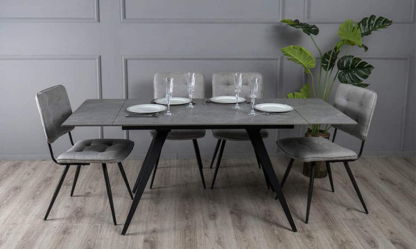 Керамічний стіл розкладний обідній Prestol Торі Сірий матовий 80х120 (180) см-3