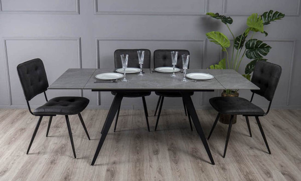 Керамічний стіл розкладний обідній Prestol Торі Сірий матовий 80х120 (180) см-5