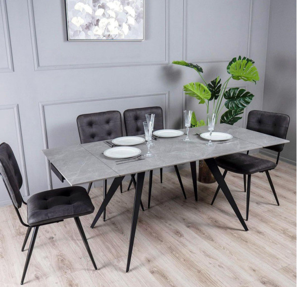 Керамічний стіл розкладний обідній Prestol Торі Сірий матовий 80х120 (180) см-1