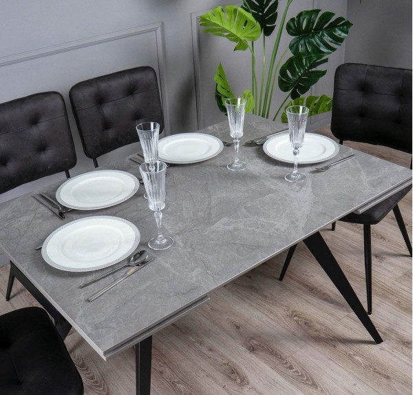 Керамічний стіл розкладний обідній Prestol Торі Сірий матовий 80х120 (180) см-6