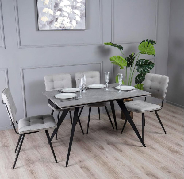 Керамічний стіл розкладний обідній Prestol Торі Сірий матовий 80х120 (180) см-0