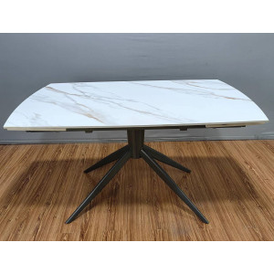 Керамический стол раскладной обеденный Prestol Вираж Молочный глянец 90х140 (200) см