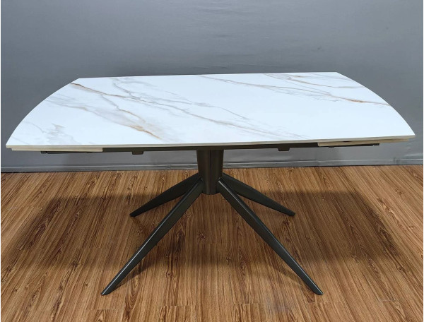 Керамический стол раскладной обеденный Prestol Вираж Молочный глянец 90х140 (200) см-0