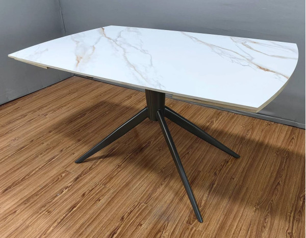 Керамический стол раскладной обеденный Prestol Вираж Молочный глянец 90х140 (200) см-1