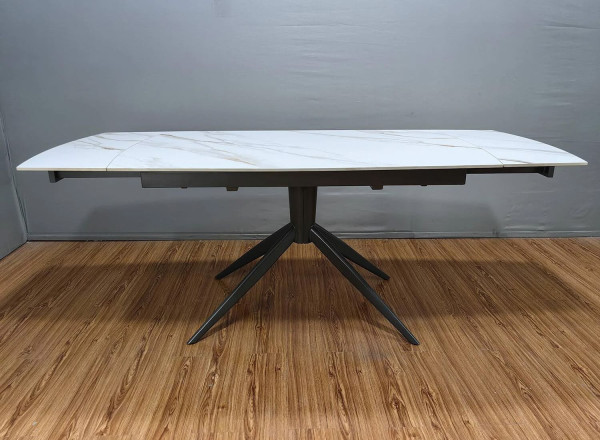 Керамический стол раскладной обеденный Prestol Вираж Молочный глянец 90х140 (200) см-3