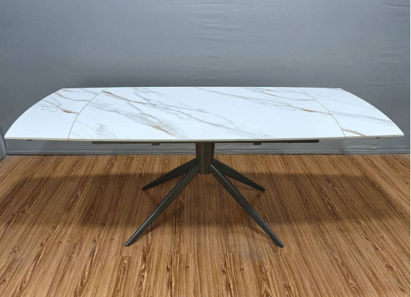 Керамический стол раскладной обеденный Prestol Вираж Молочный глянец 90х140 (200) см-2