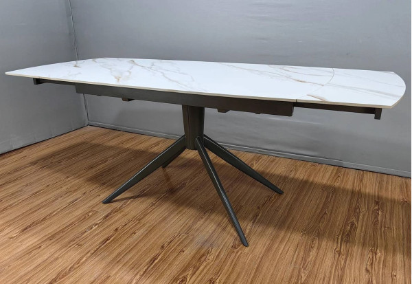 Керамический стол раскладной обеденный Prestol Вираж Молочный глянец 90х140 (200) см-5