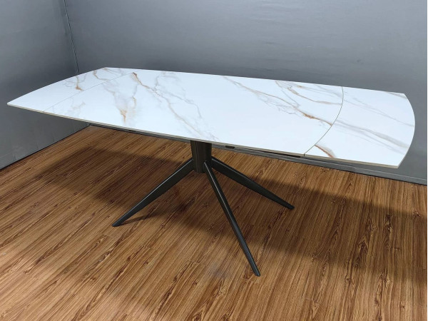 Керамический стол раскладной обеденный Prestol Вираж Молочный глянец 90х140 (200) см-4