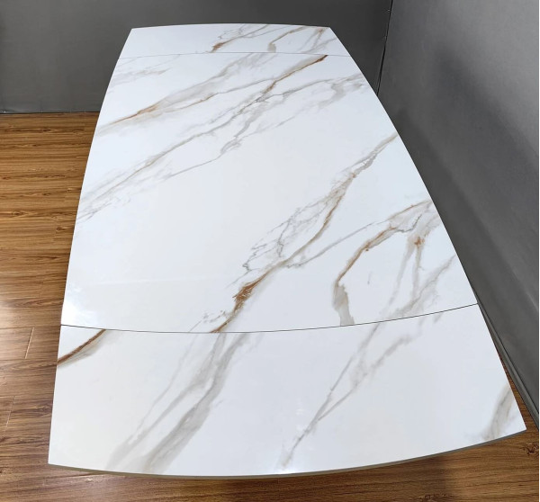 Керамический стол раскладной обеденный Prestol Вираж Молочный глянец 90х140 (200) см-6