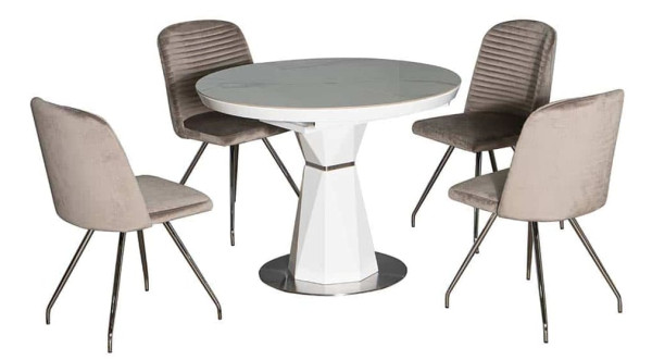 Стіл розкладний обідній Prestol РАУНД Білий Кераміка-13