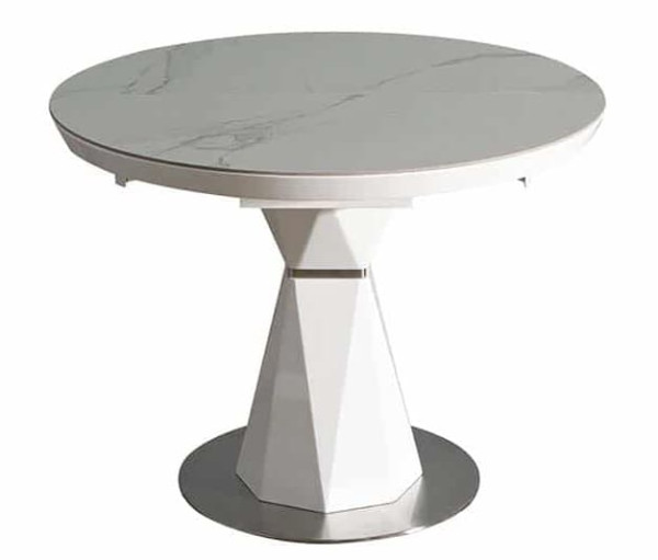 Стіл розкладний обідній Prestol РАУНД Білий Кераміка-0