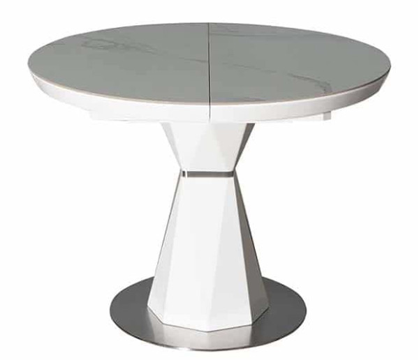 Стіл розкладний обідній Prestol РАУНД Білий Кераміка-1