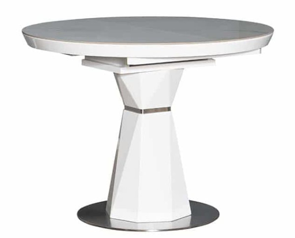 Стіл розкладний обідній Prestol РАУНД Білий Кераміка-4