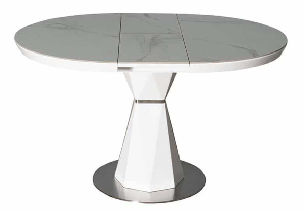 Стіл розкладний обідній Prestol РАУНД Білий Кераміка-2