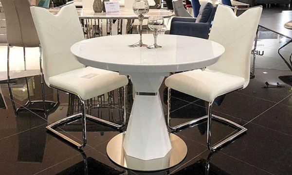 Стол раскладной обеденный Prestol РАУНД Белый Стекло-2