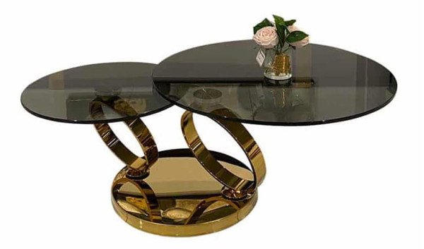 Стол журнальный Prestol Дабл-Ринг Золото Стекло-0