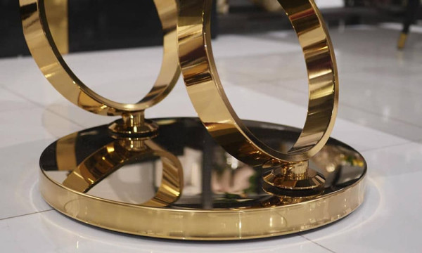 Стол журнальный Prestol Дабл-Ринг Золото Стекло-6