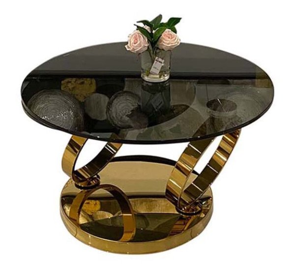 Стол журнальный Prestol Дабл-Ринг Золото Стекло-3