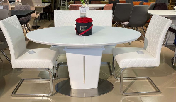 Стол раскладной обеденный Prestol ЕВА Белый Стекло-4