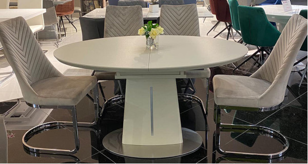 Стол раскладной обеденный Prestol ЕВА Бежевый Стекло-4