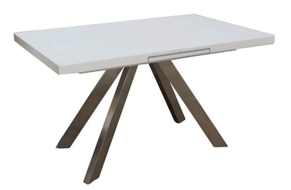 Стол раскладной обеденный Prestol Кэмел Белый Стекло-0