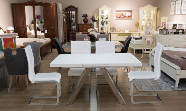 Стол раскладной обеденный Prestol Кэмел Белый Стекло-2