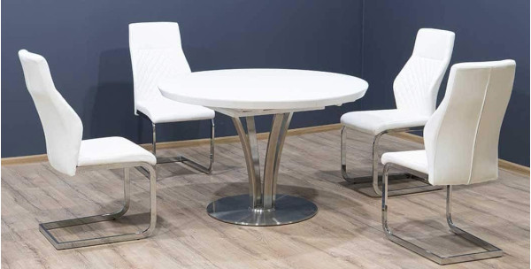 Стіл розкладний обідній Prestol ОЛІВЕР Білий Скло-9