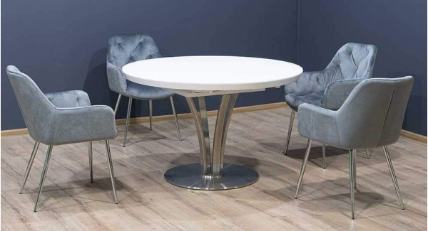 Стіл розкладний обідній Prestol ОЛІВЕР Білий Скло-8