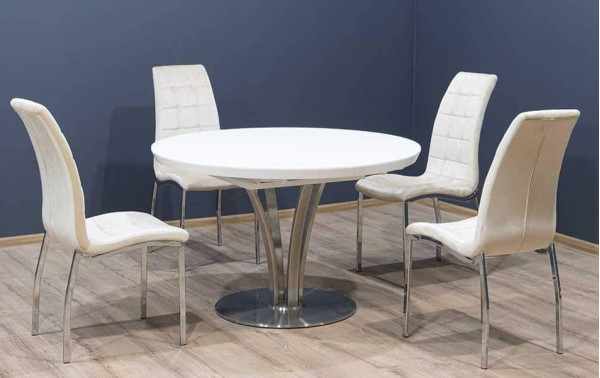 Стіл розкладний обідній Prestol ОЛІВЕР Білий Скло-7