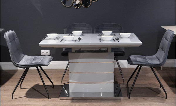 Стол раскладной обеденный Prestol СКАЙЛАЙН Серый 1400 Стекло-6