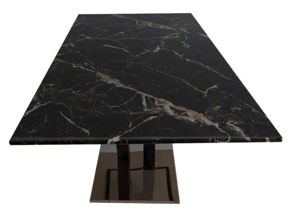 Обідній стіл Prestol ВЕГАС Чорний Мармур Срібло-3