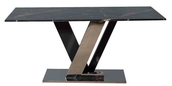 Обідній стіл Prestol ВЕГАС Чорний Мармур Срібло-1