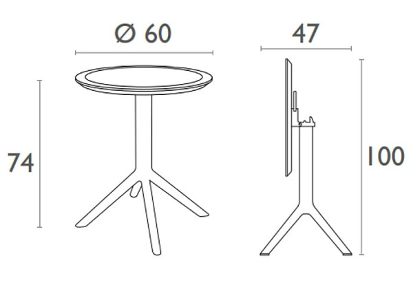 Круглый складной уличный стол Siesta Sky Folding Table 60 Черный (Black)-11