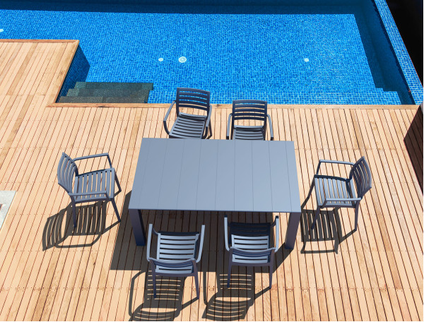 Раздвижной уличный обеденный стол Siesta Vegas 180–220 см Темно-серый (Dark Grey)-2