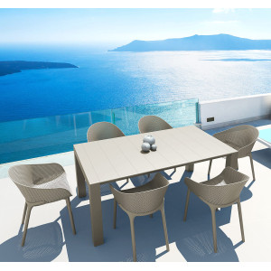 Раздвижной уличный обеденный стол Siesta Vegas 180–220 см Бежевый (Taupe)