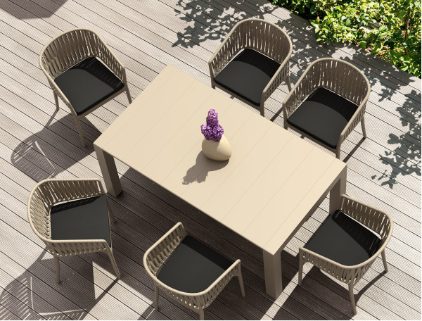 Розсувний вуличний обідній стіл Siesta Vegas 180-220 см Бежевий (Taupe)-2