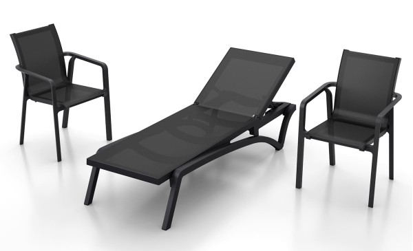 Вуличний шезлонг Siesta Pacific Чорний (Black Black)-11
