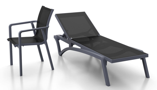 Уличный шезлонг Siesta Pacific Темно-серый/черный (Dark Grey Black)-17