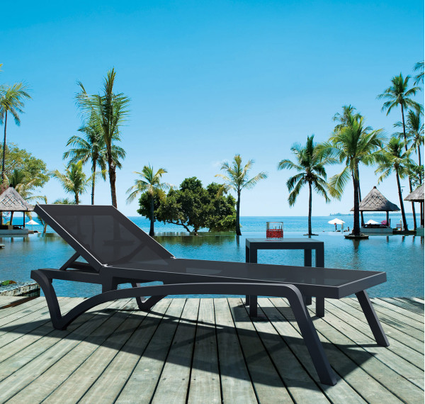 Уличный шезлонг Siesta Pacific Темно-серый/черный (Dark Grey Black)-0