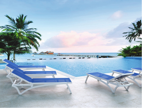 Вуличний шезлонг Siesta Pacific Білий/синій (White Blue)-1