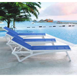 Вуличний шезлонг Siesta Pacific Білий/синій (White Blue)