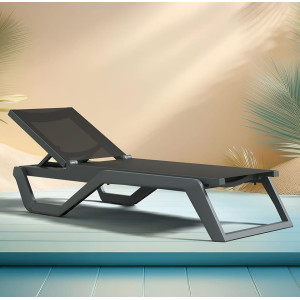 Уличный шезлонг Siesta Rio Темно-серый/черный (Dark Grey Black)