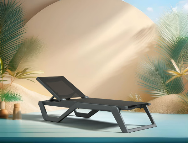 Уличный шезлонг Siesta Rio Темно-серый/черный (Dark Grey Black)-1