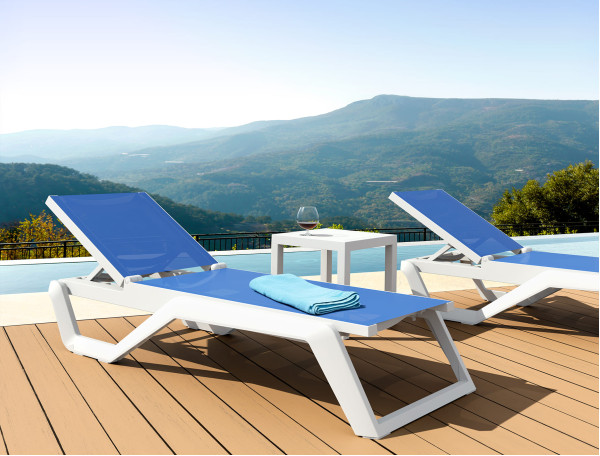 Уличный шезлонг Siesta Rio Белый/синий (White Blue)-1