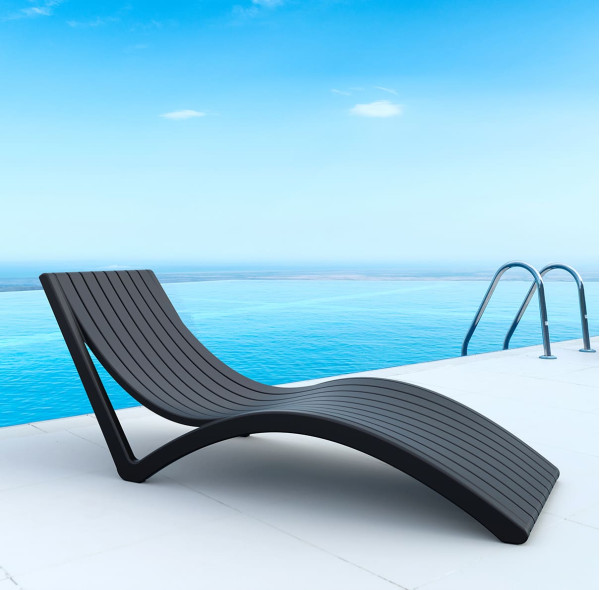 Вуличний шезлонг Siesta Slim Чорний (Black)-0