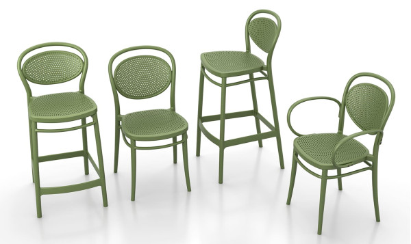 Напівбарний пластиковий стілець Siesta Marcel Bar 65 Чорний (Black)-14