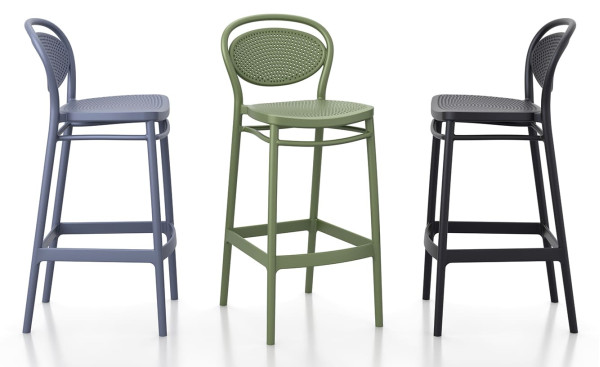 Напівбарний пластиковий стілець Siesta Marcel Bar 65 Чорний (Black)-13