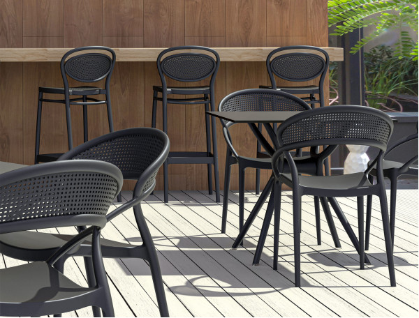Напівбарний пластиковий стілець Siesta Marcel Bar 65 Чорний (Black)-8