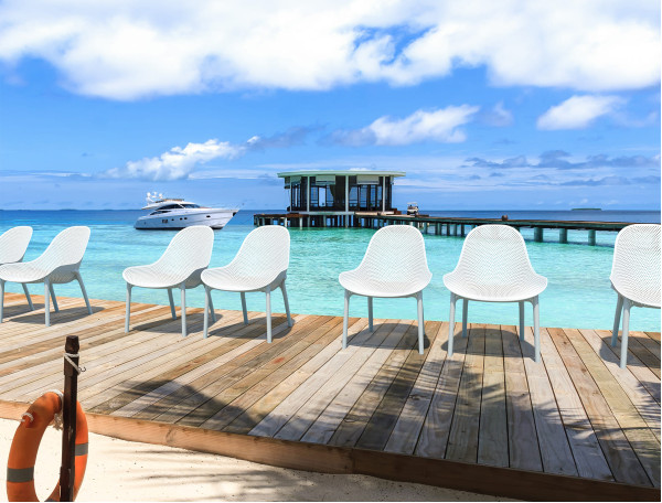 Стул пластиковый садовый Siesta Sky Lounge Бежевый (Taupe)-12